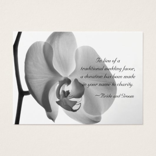 ホワイトオーキッドチャリティー結婚式の引き出物カード (正面)