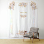 ホワイトオーキッドバラパンパスグラスフォトブースズ結婚ーズ タペストリー (インサイチュ)