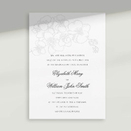 ホワイトオーキッドフェイクエンボスエレガフォーマルントウェディング 招待状