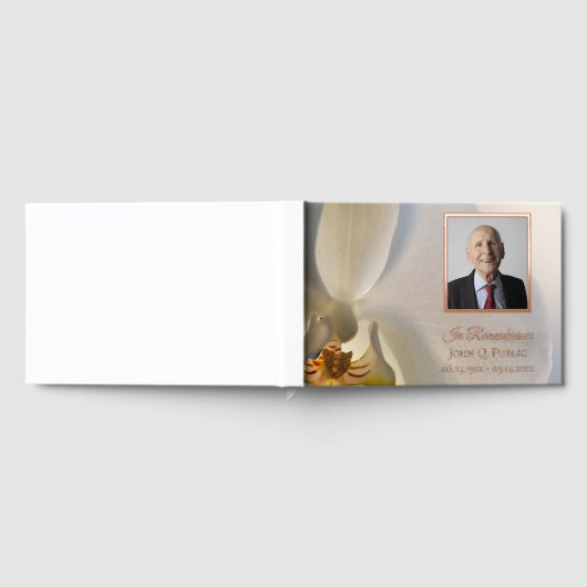 ホワイトオーキッドフラワーお祝いの記念碑 ゲストブック (全面)