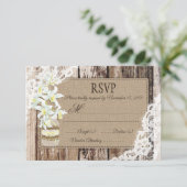 ホワイトオーキッドフラワーズウッドレース素朴RSVPカード 出欠カード (スタンド正面)