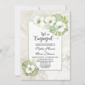 ホワイトオーキッドフローラフォト婚約パーティ 招待状 (正面)