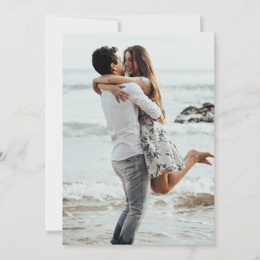 ホワイトオーキッドフローラフォト婚約パーティ 招待状 (裏面)