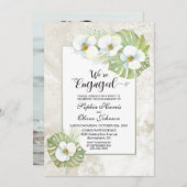 ホワイトオーキッドフローラフォト婚約パーティ 招待状 (正面/裏面)