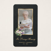 ホワイトオーキッドブラック金ゴールド写真葬式祈りの言葉カード (正面)