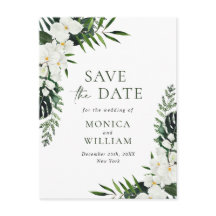 ホワイトオーキッドボヘミアンフローラ結婚式の日付を保存