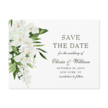 ホワイトオーキッドボヘミアンフローラ結婚式の日付を保存