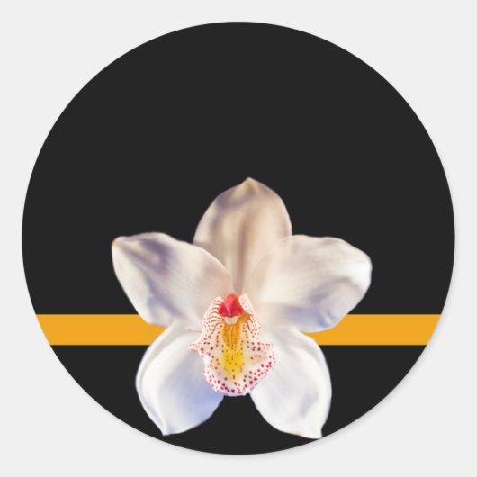 ホワイトオーキッド封筒用シールイベント結婚ズシール ラウンドシール (正面)