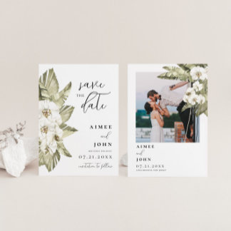 ホワイトオーキッド日付の保存 招待状