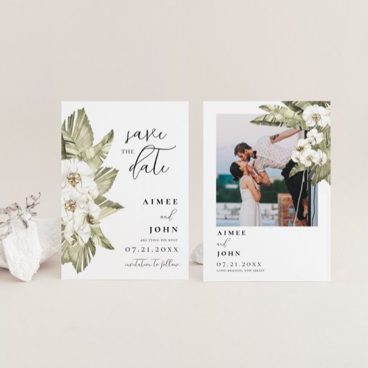 ホワイトオーキッド日付の保存 招待状