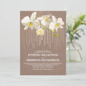 ホワイトオーキッド金ゴールドグリッターヴィンテージ婚約パーティ 招待状