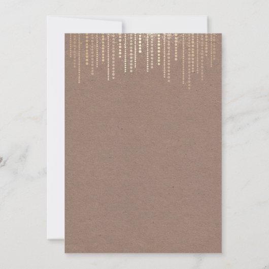 ホワイトオーキッド金ゴールドグリッターヴィンテージ婚約パーティ 招待状 (裏面)