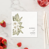 ホワイトオーキッ結婚トのカクテルナプキン スタンダードカクテルナプキン (インサイチュ)