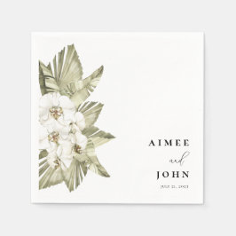 ホワイトオーキッ結婚トのカクテルナプキン スタンダードカクテルナプキン