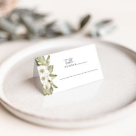 ホワイトオーキッ結婚トのテーブル座席表 プレイスカード