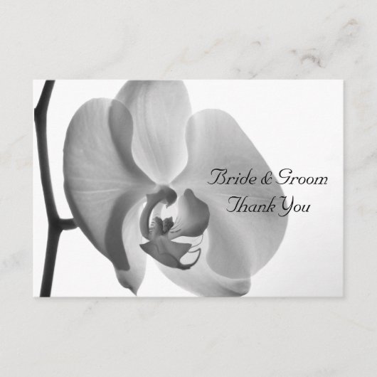 ホワイトオーキッ結婚トの感謝のお知らせ – フラット ノートカード (正面)