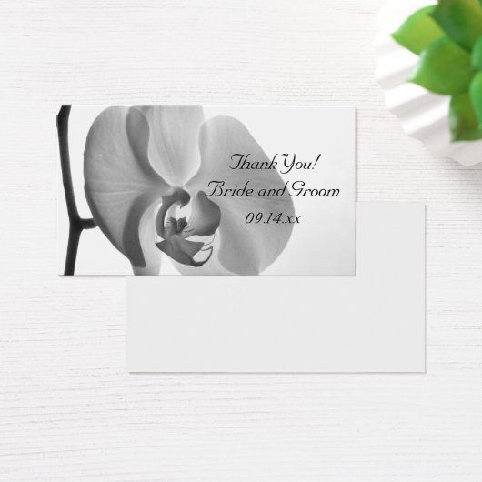 ホワイトオーキッ結婚トの感謝メッセージカード (デスク)