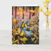 "ホワイトオークの切り株"カントリーロードのグリーティングカード カード (黄色い花)