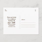 ホワイトオークの木の木目調 レトロなセーブ・ザ・デート ポストカード (裏面)