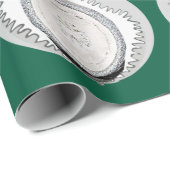 ホワイトオーナメントオングリーンラッピング紙 ラッピングペーパー (ロールコーナー)