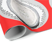 ホワイトオーナメントオンレッドラッピング紙 ラッピングペーパー (ロールコーナー)