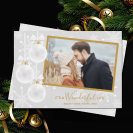 ホワイトオーナメントクリスマスフォト シーズンカード