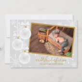 ホワイトオーナメントクリスマス出産のお知らせ シーズンカード (正面)