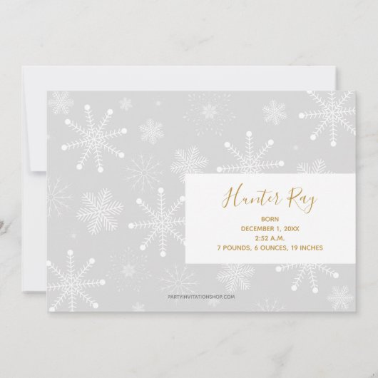 ホワイトオーナメントクリスマス出産のお知らせ シーズンカード (裏面)