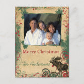 ホワイトオーナメントファミリークリスマスフォトポストカード シーズンポストカード (正面)