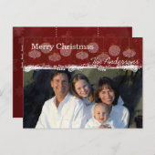 ホワイトオーナメントファミリークリスマスフォトポストカード シーズンポストカード (正面/裏面)