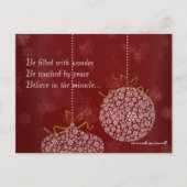 ホワイトオーナメントファミリークリスマスフォトポストカード シーズンポストカード (裏面)