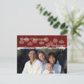 ホワイトオーナメントファミリークリスマスフォトポストカード シーズンポストカード (スタンド正面)