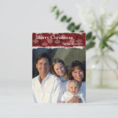 ホワイトオーナメントファミリークリスマスフォトポストカード シーズンポストカード (スタンド正面)
