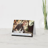 ホワイトオーバーレイリボン卒業キャップモダン写真 サンキューカード (正面)