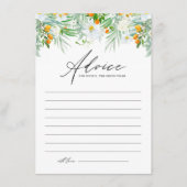 ホワイトオーランズアンドクムクアツトロピカルブライダルシャワー アドバイスカード (正面)