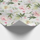 ホワイトオーランズプニー&ピンク花びらフローラガーデン ラッピングペーパー (角)