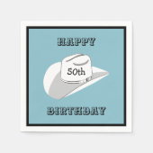 ホワイトカウボーイハット誕生日 スタンダードカクテルナプキン (正面)