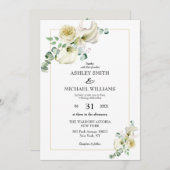 ホワイトカエレガントラリリー&ユーカリプタスグリーン 招待状 (正面/裏面)