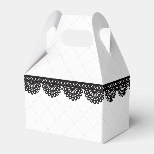 ホワイトカスタムウェディングのブラックレース フェイバーボックス (裏面サイド)