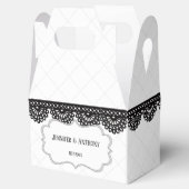 ホワイトカスタムウェディングのブラックレース フェイバーボックス (オープン)