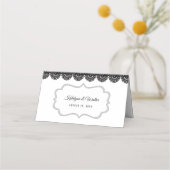 ホワイトカスタムウェディングのブラックレース プレイスカード (裏面)