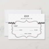 ホワイトカスタムウェディングのブラックレース 出欠カード (正面)