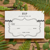 ホワイトカスタムウェディングのブラックレース 出欠カード