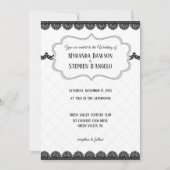 ホワイトカスタムウェディングのブラックレース 招待状 (正面)