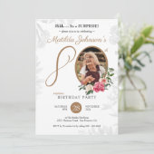 ホワイトカスタムフローラ写真80thサプライズ誕生日 招待状 (スタンド正面)