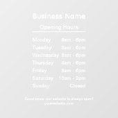 ホワイトカスタムブランドのビジネス名の営業時間 ウィンドウサイン (シート)