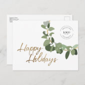 ホワイトカスタムモダン企業のロゴハッピーホリデー シーズンポストカード (正面/裏面)