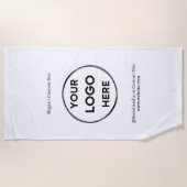 ホワイトカスタムロゴ文字ミニマモダンリストビジネス ビーチタオル (正面)