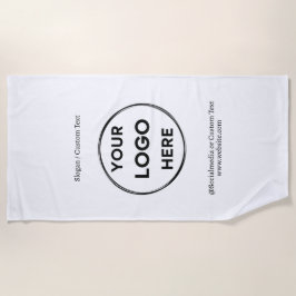 ホワイトカスタムロゴ文字ミニマモダンリストビジネス ビーチタオル