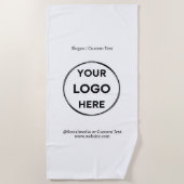 ホワイトカスタムロゴ文字ミニマモダンリストビジネス ビーチタオル (正面)